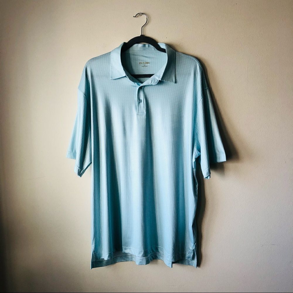 FX Fusion Light Blue Short Sleeve Gold Shirt Large